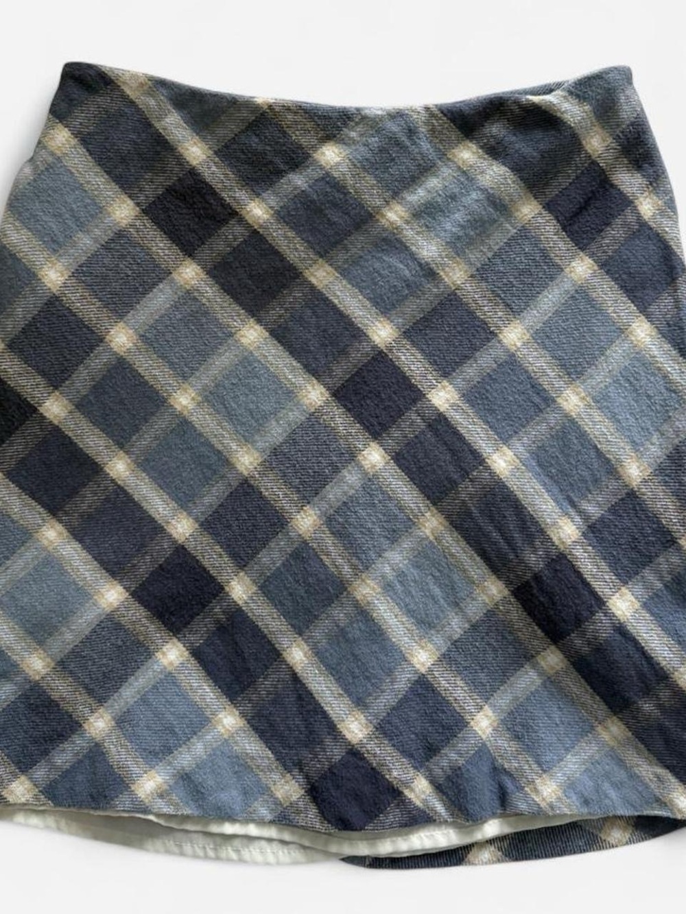 CeCe Plaid Circle Skirt in Blue, Black and Cream